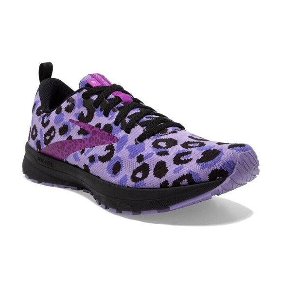 Brooks Revel 5 Run Wild Running Shoes Womens Size 7 Purple Cheetah NEW! - Picture 1 of 12